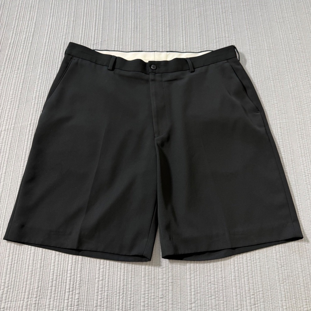 Alan Flusser Golf Mens Size 40 Black‎ Polyester Flat Front Performance Shorts